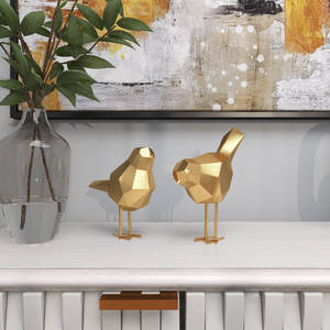 2 <b>Gold</b> Color Electroplated Bird Design <b>Sculpture</b> Tabletop Artistic Handmade Decorative Accent Home Decor Wholesale Prizes - Product Image 2