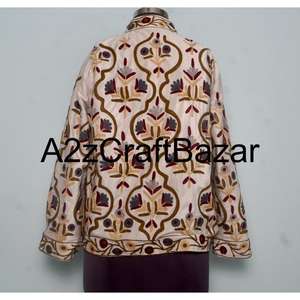 Chaqueta Bomber de Algodón Tejido Reversible Ecológica Hecha a Mano para Mujer, Bordado Floral, Mangas Largas, Ropa de Fiesta de Invierno - Product Image 5