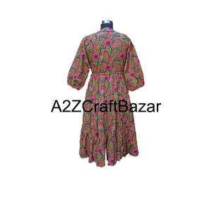 Robe maxi en coton 100% pur, écologique, faite à la main, à fleurs, respirante, confortable, facile à porter au quotidien - Product Image 6