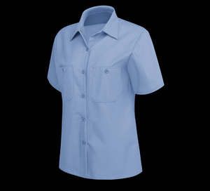 Camisa DE TRABAJO personalizada para mujer con logotipo bordado, tela duradera de manga corta para almacén, fábrica, oficina o ropa de trabajo al por menor - Product Image 3