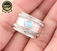 Bague tournante en argent sterling plaqué or 18 carats avec zircon éthiopien, style bohème, pour la méditation et la réflexion, taille personnalisable, unisexe