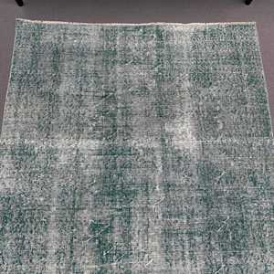 Tapis turc vintage, tapis de 3,8 x 6,2 pieds, tapis en laine vert et blanc à bordures - Product Image 3