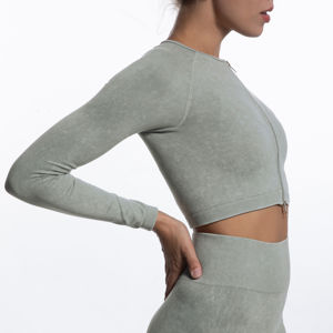 Women's Knitted Spandex Zipper up Full Sleeve Slim Fit Breathable Eco-Friendly Gym <b>Jacket</b> with Pockets for Fitness <b>Yoga</b> - Product Image 4