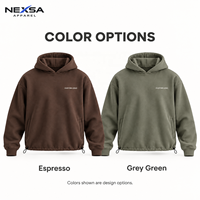 Sweat à capuche oversize marron minimaliste pour homme avec logo personnalisé, épaules tombantes, vente en gros pour streetwear décontracté