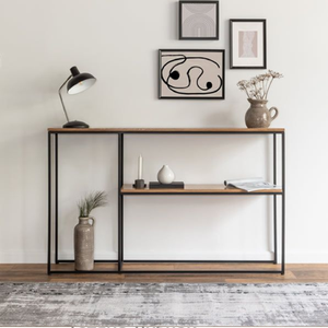 Mesa de consola elegante contemporánea-Diseño de marco cuadrado de metal negro minimalista-Entrada versátil, mesa de pasillo - Product Image 2