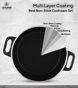 Ensemble de 6 casseroles peu profondes antiadhésives multi-couches, design pierre, résistantes au four - Product Image 5