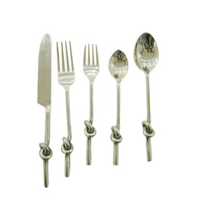 Couverts traditionnels en argent Offre Spéciale acier inoxydable titane argent avec poignée à nœud ensemble de couverts sûrs et sains pour un usage quotidien - Product Image 4
