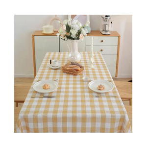 Nappe carrée en coton à carreaux noir et blanc, texture en fibres naturelles durables, style minimaliste, lavable, pour la maison et la salle à manger, certifiée ISO 14001 - Product Image 2