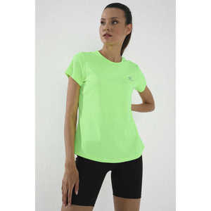 Camiseta Casual de Algodón para Mujer Tommylife, Cuello Redondo, Manga Corta, Corte Estándar, Color Verde Neón - 97144 - Product Image 3