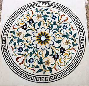Handmade <b>Marble</b> Floor Medallion with Inlay Work Precision Waterjet Design for Luxury Interior Flooring Decor - Product Image 4