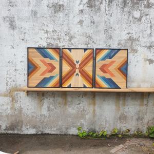 Panel decorativo de pared de Arte de madera 3D de lujo moderno hecho a mano Panel de madera abstracto verde Difusor de sonido personalizable para Naturaleza muerta - Product Image 2