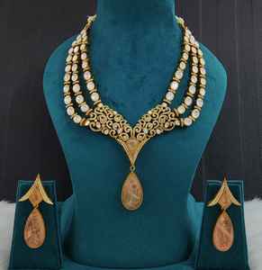 ชุดสร้อยคอโมอิสซาไนต์ทรงโพลกี้และดับเบิ้ลเล็ต ดีไซน์สวยงาม เหมาะสำหรับงานแต่งงาน งานเลี้ยง และสวมใส่เข้ากับทุกชุด - Product Image 3