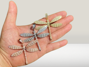 Colgante de libélula de Plata de Ley 925 con moissanita blanca estilo Hip Hop para collar de diamantes dijes de acero - Product Image 2