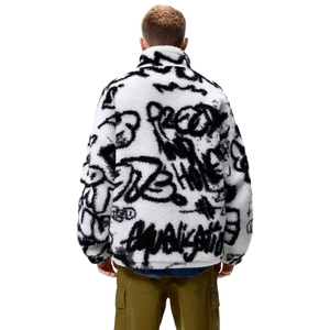 Chaqueta de Sherpa para hombre con cremallera bordada personalizada de alta calidad Chaqueta de moda con bordado de Color sólido personalizado de lana - Product Image 6