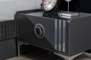 Ensemble de chambre à coucher moderne de style européen à Berlin Armoire à miroir Lit King Queen Size à prix économique pour hôtels, villas Matériau en bois - Product Image 3