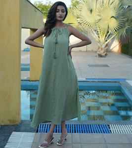 Bohemian Summer Vintage Collection for Women Wear Rayon Plain Dye Spaghetti Maxi Dress - Product Image 1