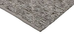 Tapis géométrique moderne tissé à la main en coton/laine réversible épais à poils moyens, motif de diamant texturé à motif de pompon taupe ivoire - Product Image 4