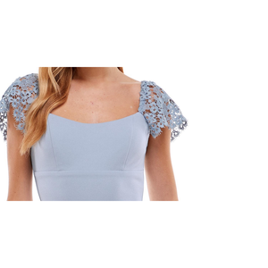 Mini Abito Elegante da Donna City Studios Junior con Maniche in Pizzo Blu, Taglia 13, Collo Quadrato, Vita Naturale, Traspirante, Lunghezza al Ginocchio, per Ufficio, ODM - Product Image 5