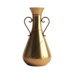 Florero elegante hecho a mano de metal dorado con asas curvas de diseño floral para decoración del hogar, boda o eventos especiales, jarrón de suelo - Product Image 1