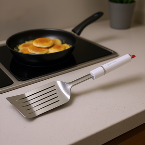 LILLO STILE Spatule de cuisine universelle en acier inoxydable chromé poli et blanc 0752 (7,5x35,5cm) - Product Image 3