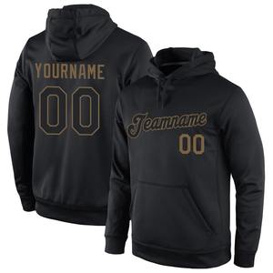 Directo de la industria al por mayor 3D bordado personalizado cosido Negro-oro viejo deportes pulóver Sudadera con capucha - Product Image 1