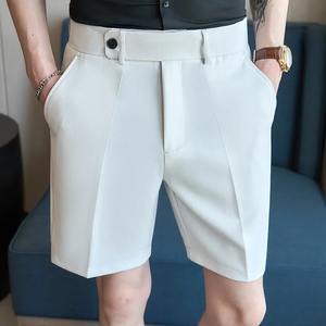 2025กางเกงขาสั้นผู้ชายผ้าคอตตอน100% ใหม่สำหรับฤดูร้อนกางเกงขาสั้นเอวตาข่ายสีทึบกางเกงขาสั้นคุณภาพสูงกางเกงขาสั้นลำลองธุรกิจเพื่อสังคม - Product Image 4