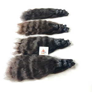 Venta al por mayor de extensiones de cabello humano de mujer negro color natural templo indio Remy virgen 10-32 pulgadas tejido Clip-In Bundle Ninguno - Product Image 5