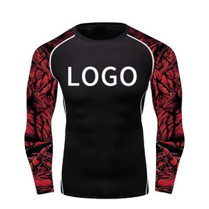 Custom <b>Men</b> BJJ Rash Guard Long Sleeve <b>Compression</b> <b>Shirt</b> UPF 50+ Quick Dry MMA Jiu Jitsu No-Gi Grappling Fight Wear - Product Image 3