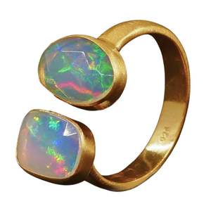 925 Sterling Silver <b>Gold</b> Plated <b>Opal</b> <b>Ring</b> - Product Image 1