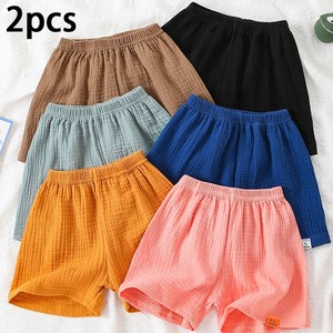 กางเกงขาสั้นผู้ชายผ้าฝ้ายแท้2ชิ้นสำหรับฤดูร้อนกางเกงขาสั้นเด็กผู้หญิงสีทึบกางเกงลำลองกางเกงเด็กเสื้อผ้ากีฬาเด็กชาย - Product Image 1