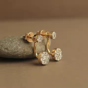 Pendientes de Moda Premium con Diamantes Cultivados en Laboratorio y Chapado en Oro de 10K, con Certificación IGI, Brillo Brillante para Aniversario - Product Image 1