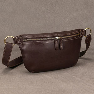 Sac banane de voyage unisexe sur mesure en cuir véritable sac banane grande capacité avec fermeture éclair réutilisable standard international vente en gros - Product Image 2