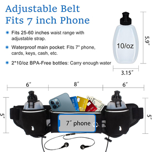 Cinturón de Hidratación para Correr con Logotipo, Porta Botella de Agua de 20 oz, Riñonera con Bolsillo Grande para Teléfono, Riñonera de Poliéster para Corredores - Product Image 3