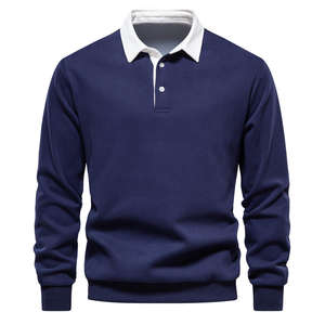 Polo de manga larga de algodón puro 2025 para hombre, Polo de gama alta de primavera y verano para hombre, Polo de algodón informal sólido para hombre - Product Image 4