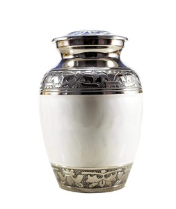 Silver Engraved Cremation <b>Urn</b> for Human Ashes Adult Funeral <b>Urn</b> Handcrafted - <b>Large</b> Burial <b>Urn</b> for Human Ashes Pearl White - Product Image 5