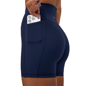 <b>Women's</b> High Waist Solid Color Sporty <b>Shorts</b> Elastic Waist Knitted Spandex Polyester Breathable 360g Plain Dyed XL - Product Image 5