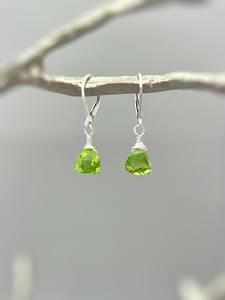 Natural Green <b>Peridot</b> Gemstone Drop <b>Earrings</b> 18K Gold Plated Handmade Solid 925 Sterling Silver Drop Quartz Birthstone <b>Earrings</b> - Product Image 2