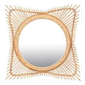 Elegant <b>rattan</b> wall <b>mirror</b> rectangular frame suitable for entryways hallways and contemporary stylish homes - Product Image 3