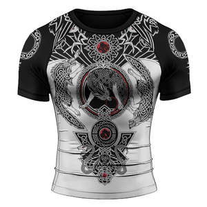 T-shirt de fitness à manches courtes pour homme, anti-UV, respirant, sublimé, avec logo personnalisé, en spandex/polyester, vente en gros - Product Image 3