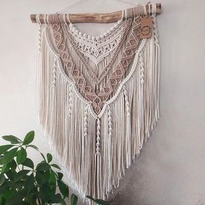 Boho macrame ศิลปะผ้าทอแขวนผนังสำหรับห้องนอนห้องนั่งเล่นเดือนรอมฎอนหรือวันเกิดของตกแต่งบ้าน - Product Image 1