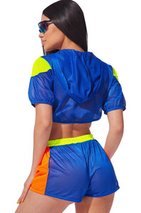 Custom 2026 New Arrivals Women Football Soccer Crop Top Mesh 2 PC Set Ladies Hot <b>Sexy</b> Team <b>Outfit</b> Short Summer Mesh 2 Piece Sets - Product Image 2