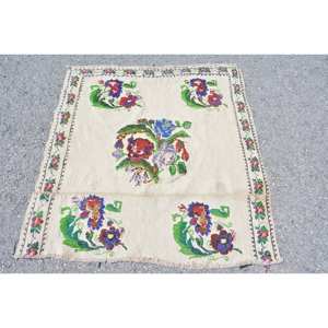 Traditional Beige Green 3.3 X 3.5ft Woolen Living Room Carpet Vintage Turkish Aubusson Patchwork Rectangle Hallway Shape Latex - Product Image 1