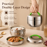 Doppelwandige Edelstahl-Apfel-Form Isolierte Bento-Box Lunchbox für Schüler, Kinder und Erwachsene, Tragbar