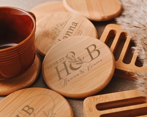 Dessous de verre en bois naturel avec design en marbre et résine Vente à chaud d'ensembles de dessous de verre de table pour la maison, le café et les cadeaux - Product Image 5