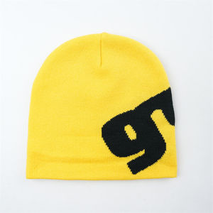 Bonnet Jacquard avec logo personnalisé 100% acrylique tricoté à revers ciré décoration pour les sports décontractés cyclisme tissu chaud en gros - Product Image 2