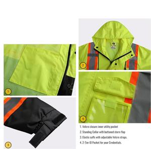 Chubasquero reflectante de alta visibilidad impermeable, ropa de trabajo de seguridad transpirable para uso en exteriores - Product Image 4