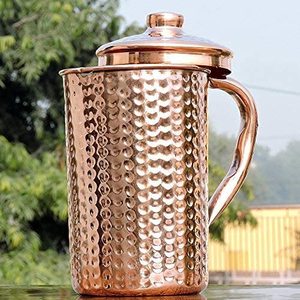 Best Quality <b>Copper</b> Metal Pitcher Water Jug Hammered And Plain With And Without Lid And Holding <b>Knob</b> In Customized Logo - Product Image 6