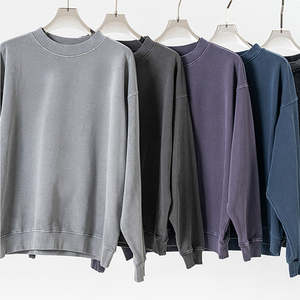 High Quality Unisex Crewneck <b>Velour</b> Sporty Sweatshirt <b>Tracksuit</b> Custom <b>Mens</b> Heavyweight Acid Wash Distressed Hoodie Jogger - Product Image 5