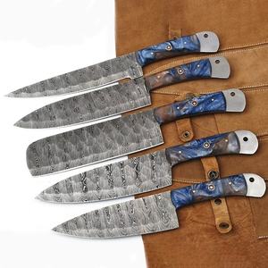 Couteau de Chef en acier forgé à la main, ensemble de 5 couteaux de barbecue ensemble de couteaux de cuisine avec sac en cuir - Product Image 5