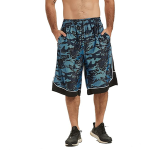 Venta al por mayor de ropa deportiva para hombre, pantalones cortos largos atléticos de dos tonos para baloncesto, pantalones cortos de secado rápido para gimnasio sublimados personalizados con bolsillos - Product Image 1